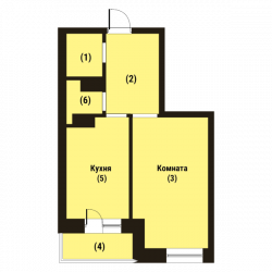 Однокомнатная квартира 37.9 м²