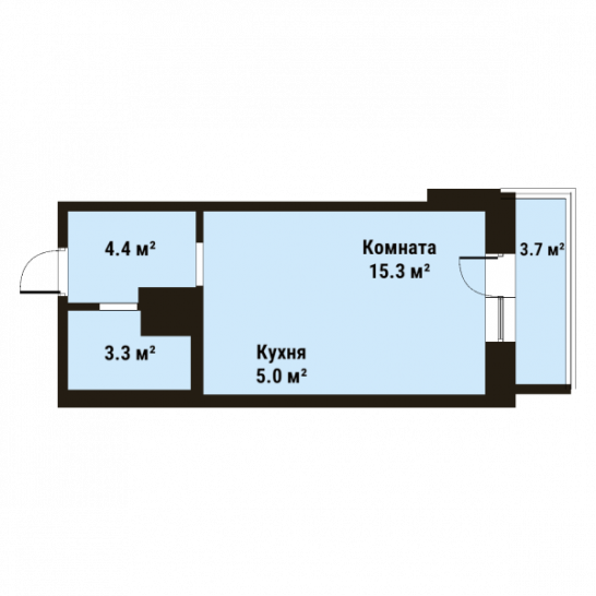 Студия 27.9 м²
